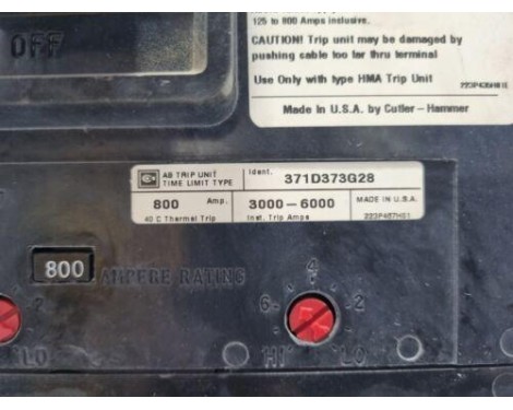 Cutler Hammer MA3800F Circuit Breaker 800 Amp Max Circuit Breaker 2600D43G02