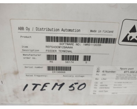 ABB REF543CM129AAAA FEEDER TERMINAL SOFTWARE NO 1MRS110039-002