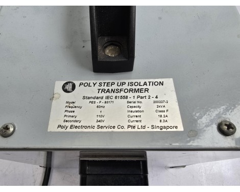 Poly Electronic PES-F-85171 Isolation Transformer 2Kva 110/240V 18.2/8.3A 60Hz